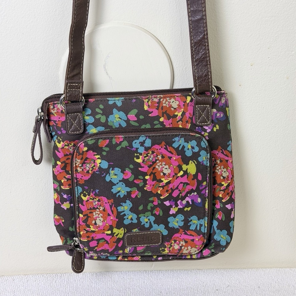 Relic Floral Print Crossbody Shoulder Bag Multicolor Zip Women's Purse Vtg